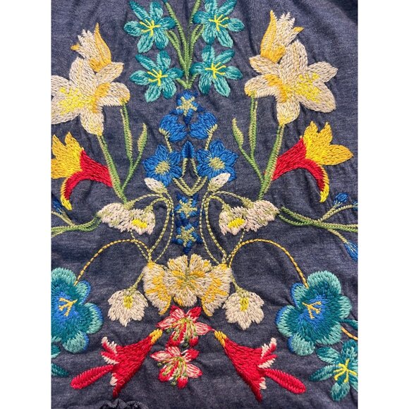 Johnny Was Blue Hi Low Sleeveless Embroidered Floral Dress Small - Picture 6 of 6